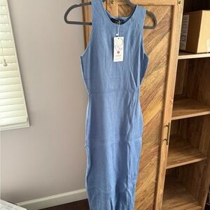 Sleeveless Slate Blue Midi Dress